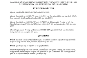 Quyết định 3300/QĐ-UBND năm 2013 Kế hoạch Chiến lược phát triển lý lịch tư pháp Hà Tĩnh