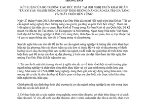 Thông báo 4914/TB-BNN-VP năm 2013 kết luận Tái cơ cấu ngành nông nghiệp