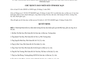 Quyết định 1795/QĐ-UBND 2013 thẩm định trường tiểu học đạt chuẩn quốc gia Bắc Kạn