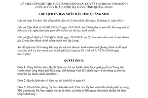 Quyết định 2888/QĐ 2013 công bố thủ tục hành chính Hạ Long tỉnh Quảng Ninh