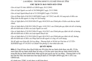 Quyết định 3297/QĐ-UBND năm 2013 thủ tục hành chính Sở Lao động Thương binh Xã hội Hà Tĩnh