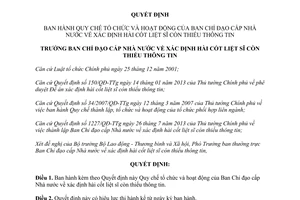 Quyết định 241/QĐ-BCĐ150 năm 2013 Quy chế Ban Chỉ đạo cấp Nhà nước hài cốt liệt sĩ