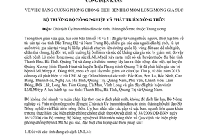 Công điện 15/CĐ-BNN-TY năm 2013 phòng chống dịch bệnh lở mồm long móng gia súc