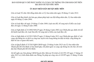 Quyết định 07/2013/QĐ-UBND Quy chế phát ngôn cung cấp thông tin báo chí Hồ Chí Minh