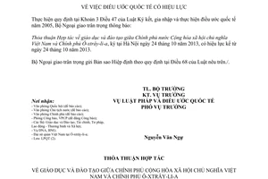 Thông báo hiệu lực Thỏa thuận Hợp tác giáo dục Việt Nam Ô-xtrây-li-a