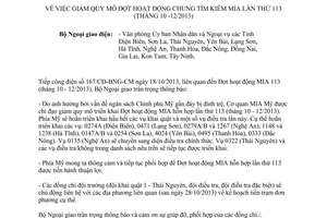 Công điện 171/CĐ-BNG-CM năm 2013 giảm quy mô đợt tìm kiếm MIA lần thứ 113 Bộ Ngoại giao