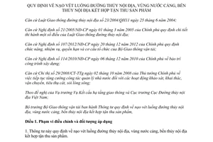 Thông tư 37/2013/TT-BGTVT nạo vét luồng đường thủy nội địa vùng nước cảng bến thủy nội địa