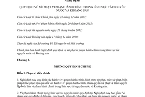 Nghị định 142/2013/NĐ-CP xử phạt vi phạm hành chính lĩnh vực tài nguyên nước khoáng sản