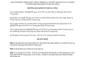 Quyết định 135-QĐ/BKTTW 2013 chức năng nhiệm vụ tổ chức bộ máy Vụ Kinh tế tổng hợp