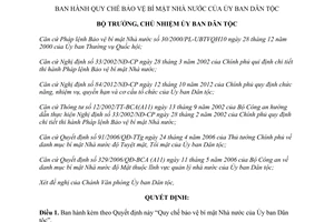 Quyết định 494/QĐ-UBDT năm 2013 Quy chế bảo vệ bí mật Nhà nước