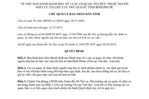 Quyết định 1976/QĐ-UBND năm 2013 danh mục 1 nguồn nộp lưu tài liệu Lưu trữ lịch sử Bình Phước
