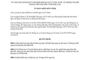 Quyết định 26/2013/QĐ-UBND Quy chế phối hợp quản lý nhà nước thông tin đối ngoại Đắk Lắk