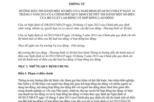 Thông tư 30/2013/TT-BLĐTBXH hướng dẫn Nghị định 44/2013/NĐ-CP hợp đồng lao động