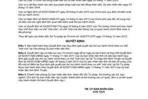 Quyết định 70/2013/QĐ-UBND giải quyết thủ tục hành chính một cửa Văn phòng UBND Ninh Thuận