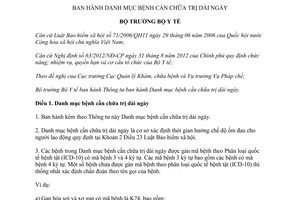 Thông tư 34/2013/TT-BYT danh mục bệnh cần chữa trị dài ngày