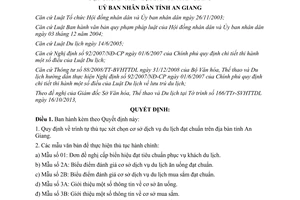 Quyết định 38/2013/QĐ-UBND trình tự thủ tục xét chọn cơ sở dịch vụ du lịch đạt chuẩn An Giang