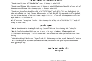 Quyết định 27/2013/QĐ-UBND Quy chế Thi đua Khen thưởng Quảng Trị