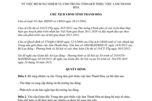 Quyết định 3776/QĐ-UBND năm 2013 nhiệm vụ Trung tâm giới thiệu việc làm Thanh Hóa