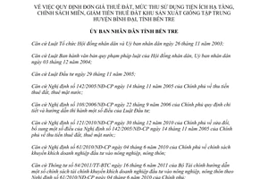 Quyết định 34/2013/QĐ-UBND đơn giá thuê đất hạ tầng Khu sản xuất Bình Đại Bến Tre