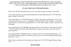 Quyết định 25/2013/QĐ-UBND hỗ trợ ngân sách nhà nước đầu tư cấp nước sạch nông thôn tập trung Khánh Hòa