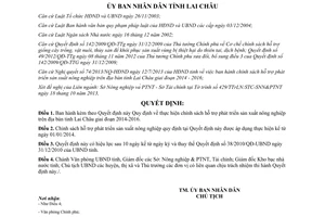 Quyết định 29/2013/QĐ-UBND chính sách hỗ trợ phát triển sản xuất nông nghiệp Lai Châu 2014-2016