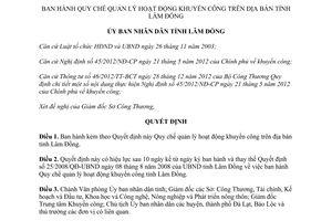 Quyết định 52/2013/QĐ-UBND Quy chế quản lý hoạt động khuyến công Lâm Đồng