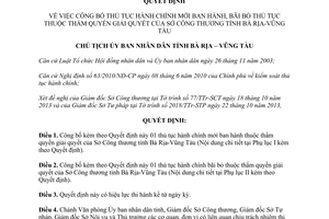 Quyết định 2505/QĐ-UBND 2013 thủ tục hành chính mới bãi bỏ Sở Công thương Bà Rịa Vũng Tàu