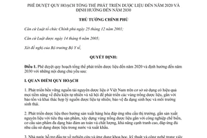 Quyết định 1976/QĐ-TTg năm 2013 quy hoạch tổng thể phát triển dược liệu 2020 2030