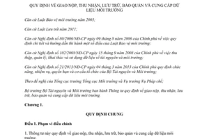 Thông tư 34/2013/TT-BTNMT giao nộp bảo quản cung cấp dữ liệu môi trường