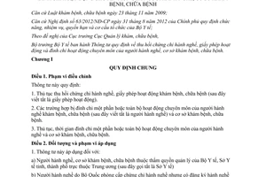 Thông tư 35/2013/TT-BYT thu hồi chứng chỉ hành nghề chuyên môn khám chữa bệnh