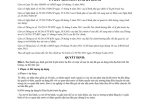 Quyết định 2434/2013/QĐ-UBND giá tính lệ phí trước bạ tài sản đã qua sử dụng Hà Giang