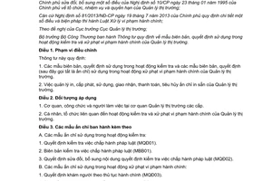 Thông tư 26/2013/TT-BCT mẫu biên bản quyết định xử phạt vi phạm hành chính Quản lý thị trường