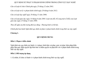 Nghị định 148/2013/NĐ-CP quy định xử phạt vi phạm hành chính trong lĩnh vực dạy nghề