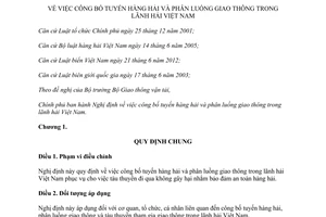 Nghị định 146/2013/NĐ-CP công bố tuyến hàng hải phân luồng giao thông lãnh hải