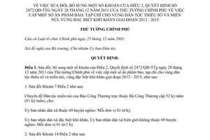 Quyết định 1977/QĐ-TTg 2013 sửa đổi Quyết định 2472/QĐ-TTg cấp ấn phẩm báo tạp chí vùng dân tộc
