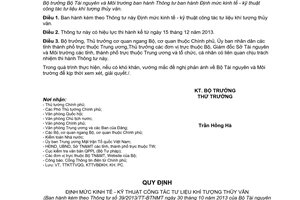 Thông tư 39/2013/TT-BTNMT Định mức kinh tế kỹ thuật khí tượng thủy văn