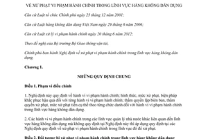 Nghị định 147/2013/NĐ-CP xử phạt vi phạm hành chính trong lĩnh vực hàng không dân dụng