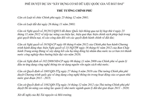 Quyết định 1975/QĐ-TTg 2013 phê duyệt Dự án Xây dựng cơ sở dữ liệu quốc gia về đất đai