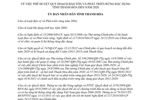 Quyết định 3857/QĐ-UBND năm 2013 Quy hoạch Bảo tồn phát triển rừng đặc dụng Thanh Hóa đến 2020