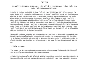 Chỉ thị 17/2013/CT-UBND triển khai thi hành luật xử lý vi phạm hành chính Hồ Chí Minh