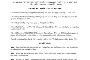 Quyết định 29/2013/QĐ-UBND Quy chế tuyển dụng công chức xã phường thị trấn Kiên Giang