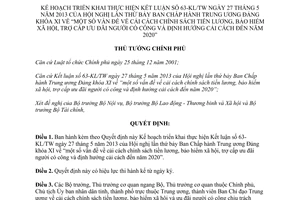 Quyết định 1987/QĐ-TTg năm 2013 cải cách chính sách tiền lương bảo hiểm xã hội trợ cấp ưu đãi
