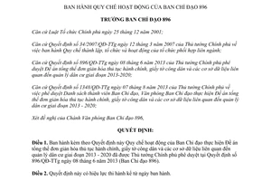 Quyết định 245/QĐ-BCĐ896 năm 2013 Quy chế hoạt động Ban Chỉ đạo 896
