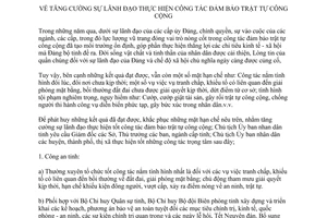 Chỉ thị 18/CT-UBND 2013 tăng cường sự lãnh đạo thực hiện công tác đảm bảo trật tự công cộng Hà Tĩnh