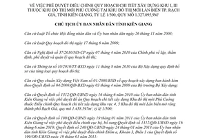 Quyết định 2384/QĐ-UBND năm 2013 Quy hoạch chi tiết xây dựng Khu đô thị mới Phú Cường Kiên Giang