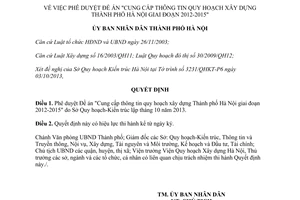 Quyết định 6093/QĐ-UBND năm 2013 Cung cấp thông tin quy hoạch xây dựng Hà Nội 2012 2015