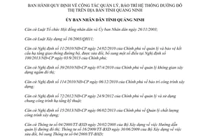 Quyết định 2718/2013/QĐ-UBND quản lý bảo trì hệ thống đường đô thị Quảng Ninh