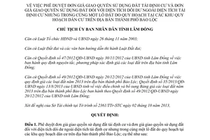 Quyết định 2014/QĐ-UBND năm 2013 đơn giá giao quyền sử dụng đất tái định cư Lâm Đồng