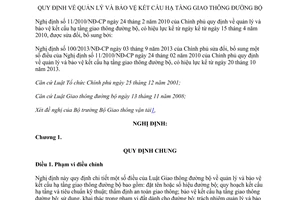 Văn bản hợp nhất 15/VBHN-BGTVT 2013 quản lý bảo vệ kết cấu hạ tầng giao thông đường bộ