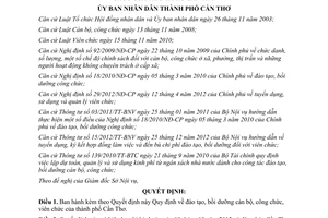 Quyết định 24/2013/QĐ-UBND Quy định đào tạo bồi dưỡng cán bộ công viên chức Cần Thơ